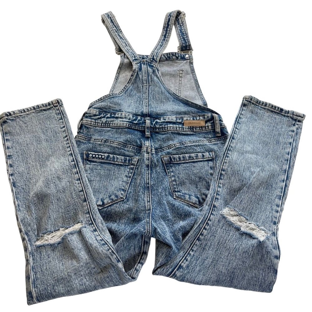 BLANKNYC Blue Stonewashed Distressed Denim Overalls Size 24 NWOT - Picture 3 of 14